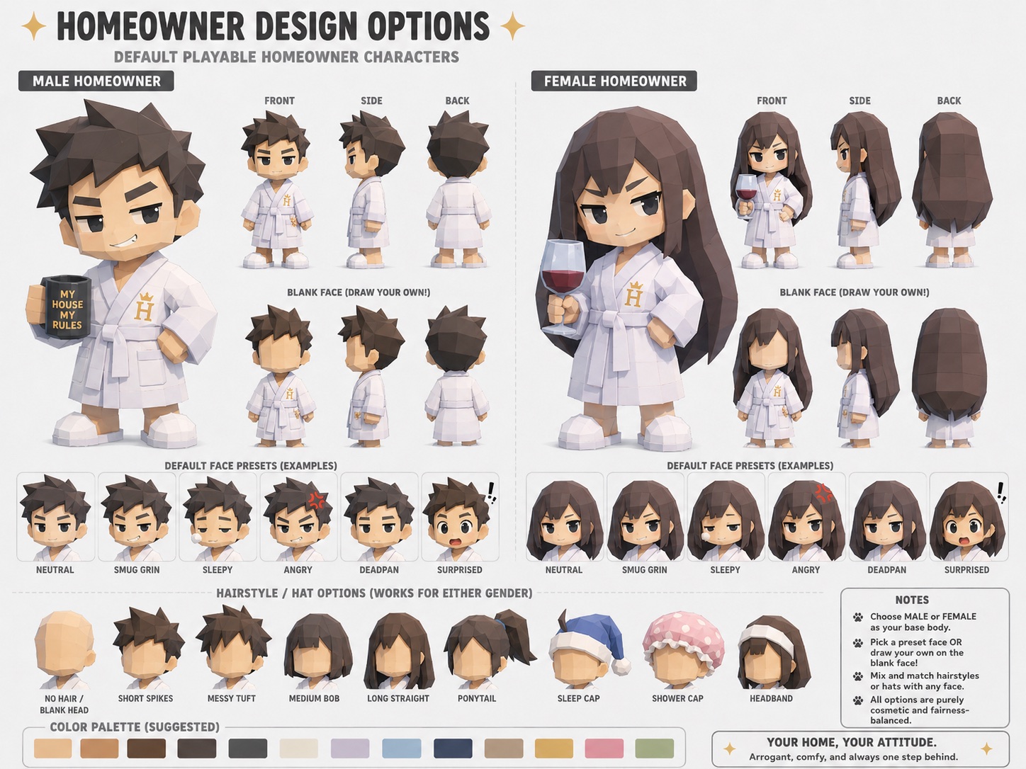 Male and female homeowner character design options